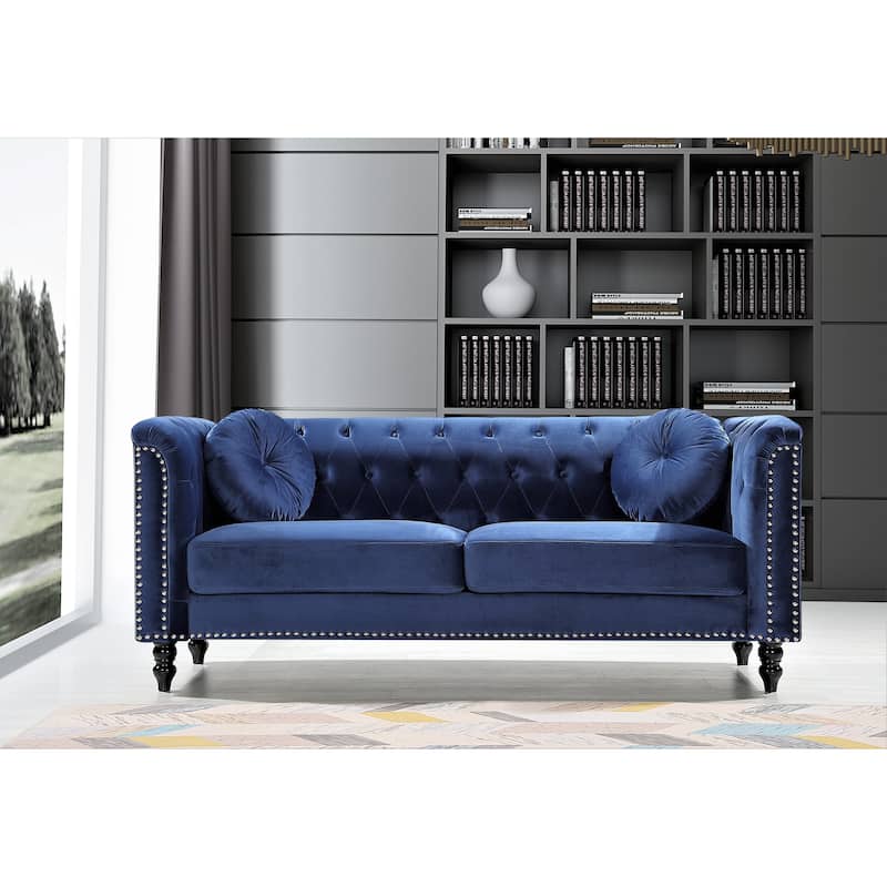 Vivian Classic Velvet Kittleson Nailhead Chesterfield Sofa