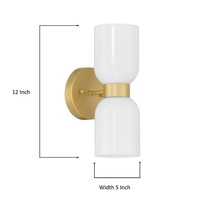 Shuman 2-light Mid-century Modern White Gold Wall Sconce with UL