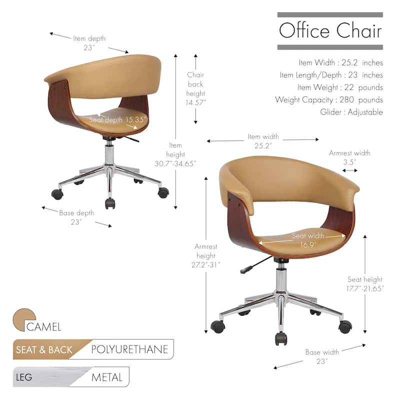 Carson Carrington Heby Faux Leather Mid-Century Office Chair