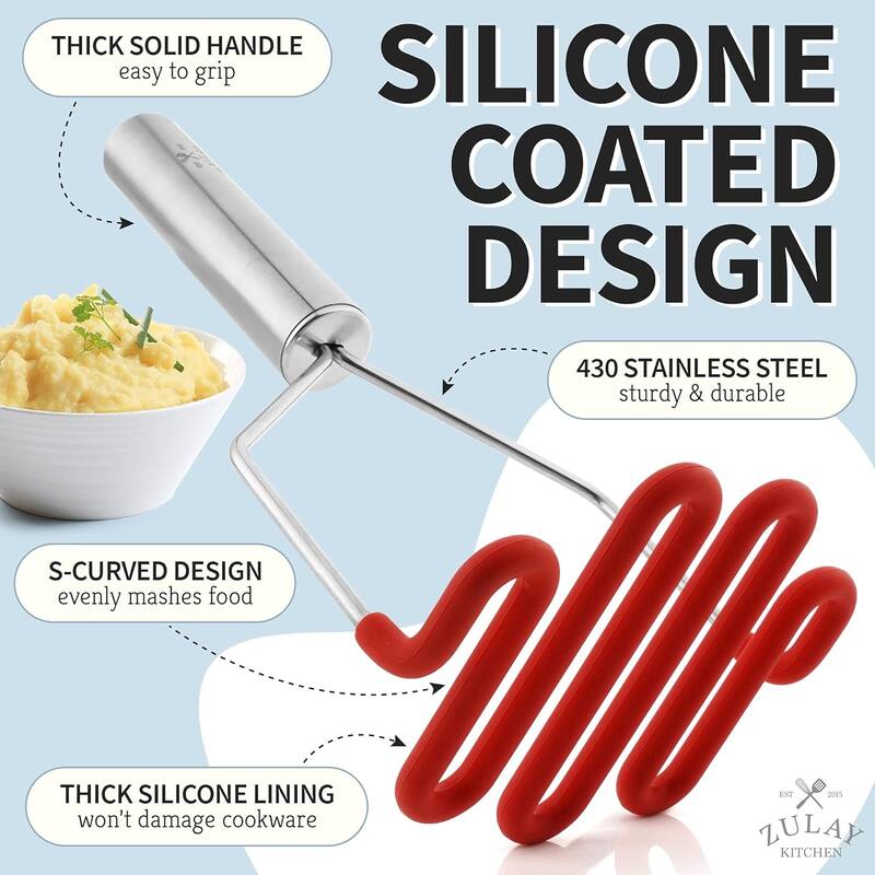 Zulay Kitchen Non-Scratch Potato Masher Kitchen Tool