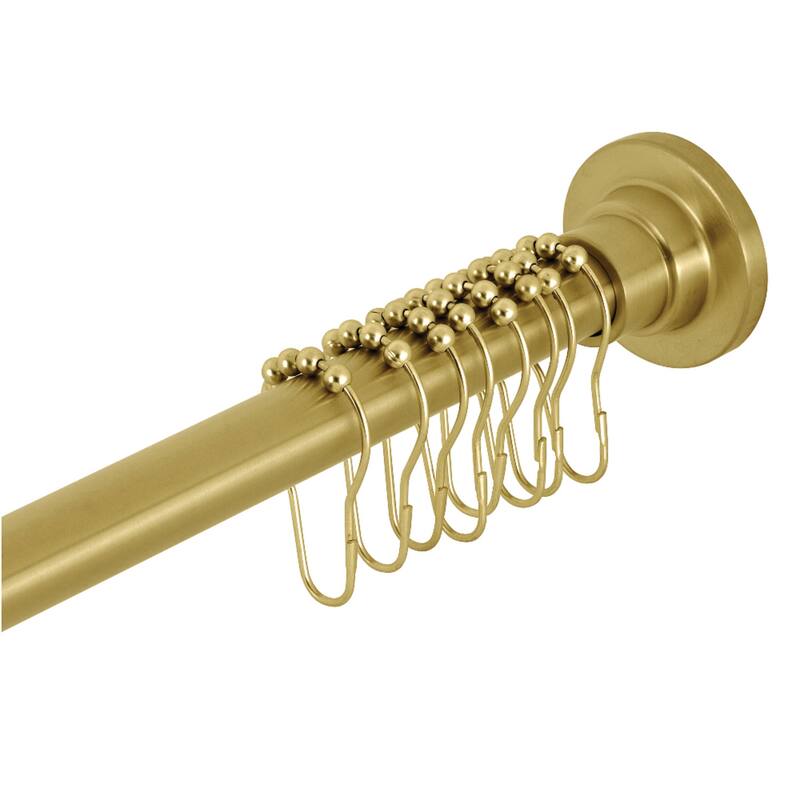 Edenscape Adjustable Shower Curtain Rod with Ring Combo in Polished Chrome - Brushed Brass