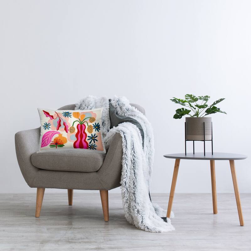 Stupell Eclectic Mod Flower Vases Decorative Printed Throw Pillow Design by Suzanne Allard