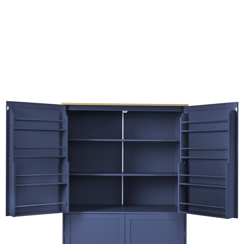 High Freestanding Kitchen Pantry Large Cupboard Storage Cabinet with 2 Drawers,2 Adjustable Shelves