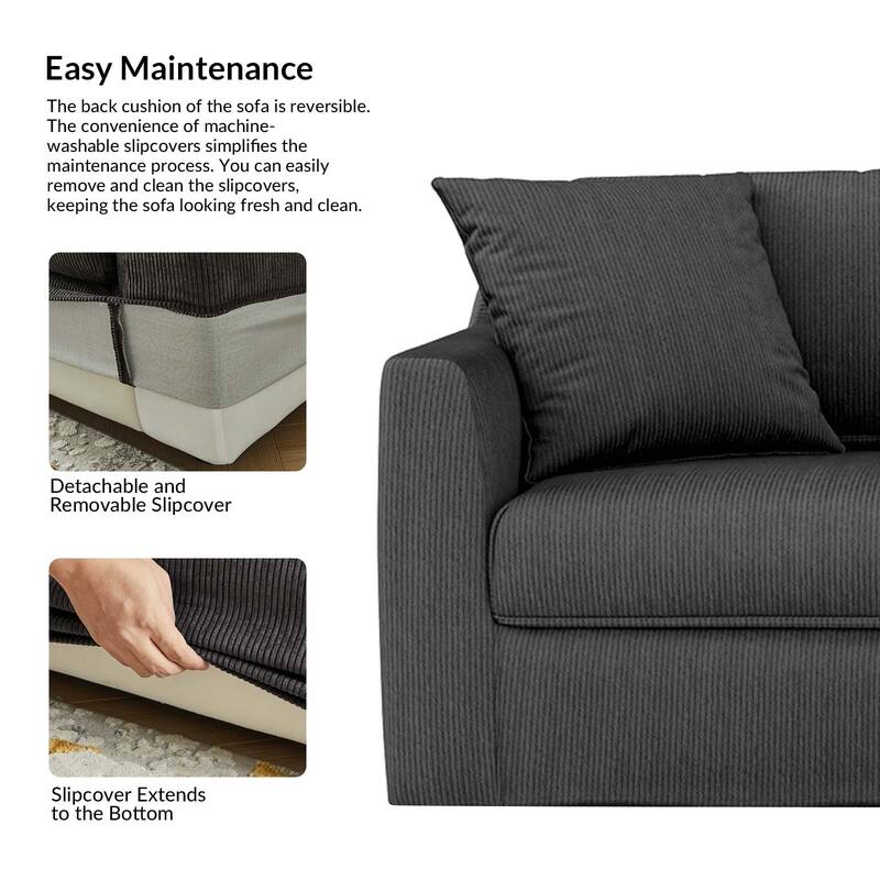 Riccardo 85" Modern Slipcovered Sofa with Square Flange Arm by HULALA HOME