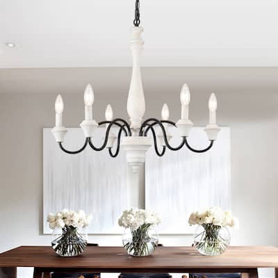 6-Light Farmhouse Branches Chandelier for Bedroom Study Dining Room