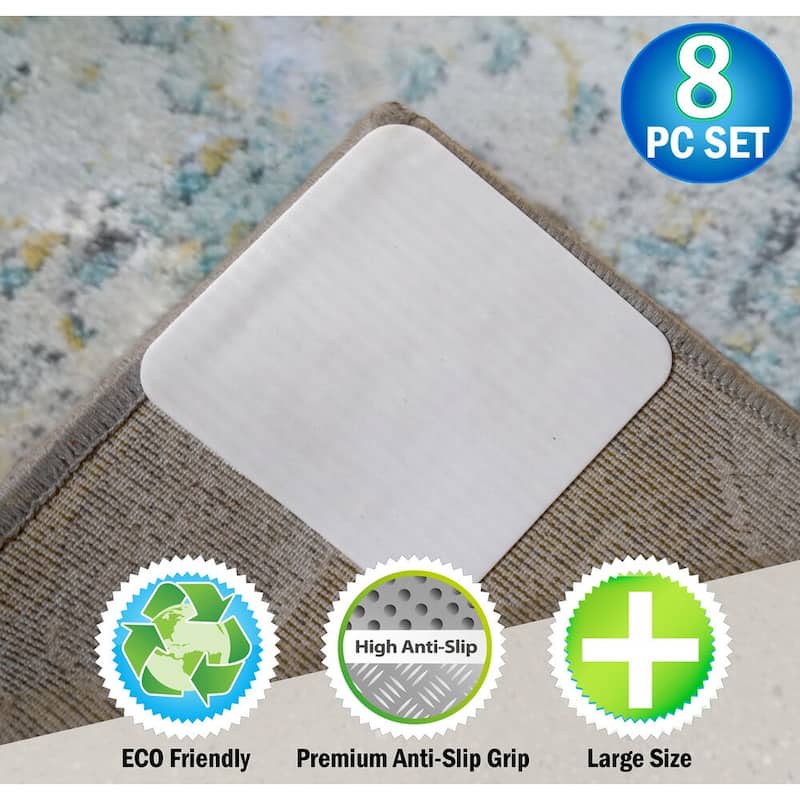 Rug Gripper Vacuum Suction Grip Pads Non Slip & Curling Floor Anti Slip Mat - White - 4' X 6' - 4' X 6'