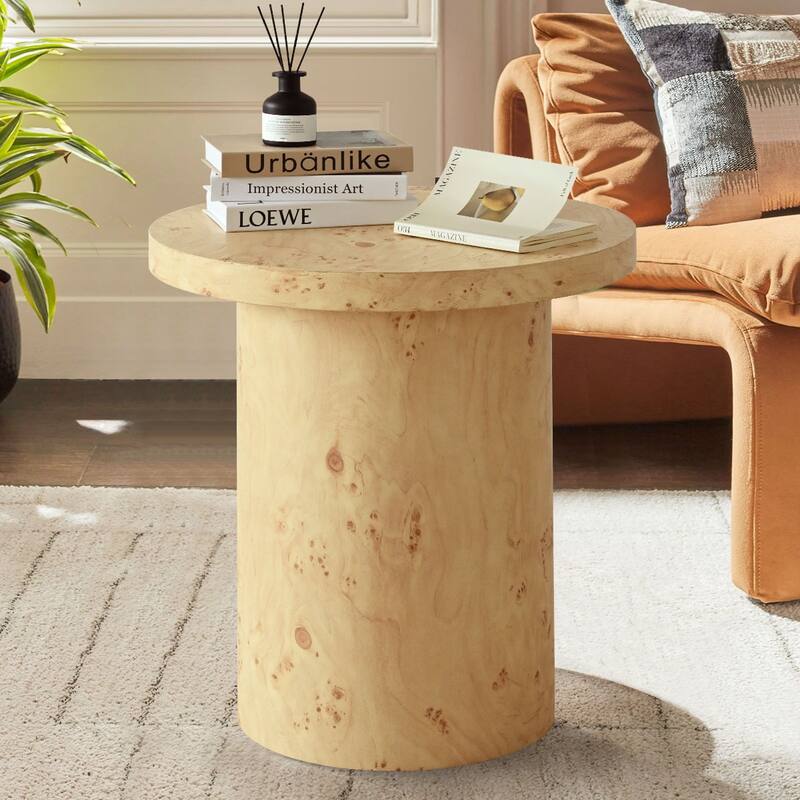 25"Height Burl Wood Side Table
