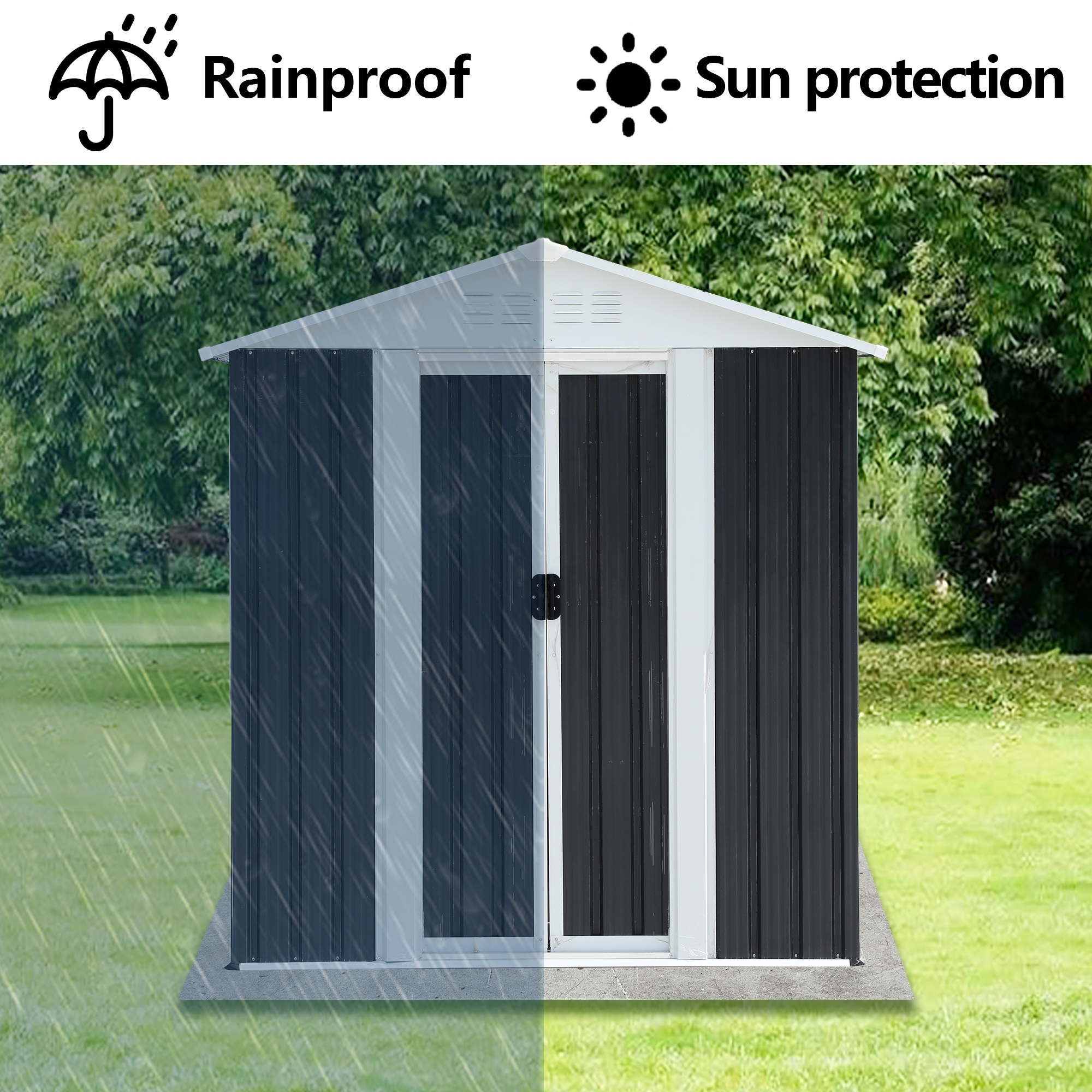 Rust-resistant Steel Storage Shed with Waterproof Panels & Sliding Lockble Door Garden Shed Tool Shed Pet Shed
