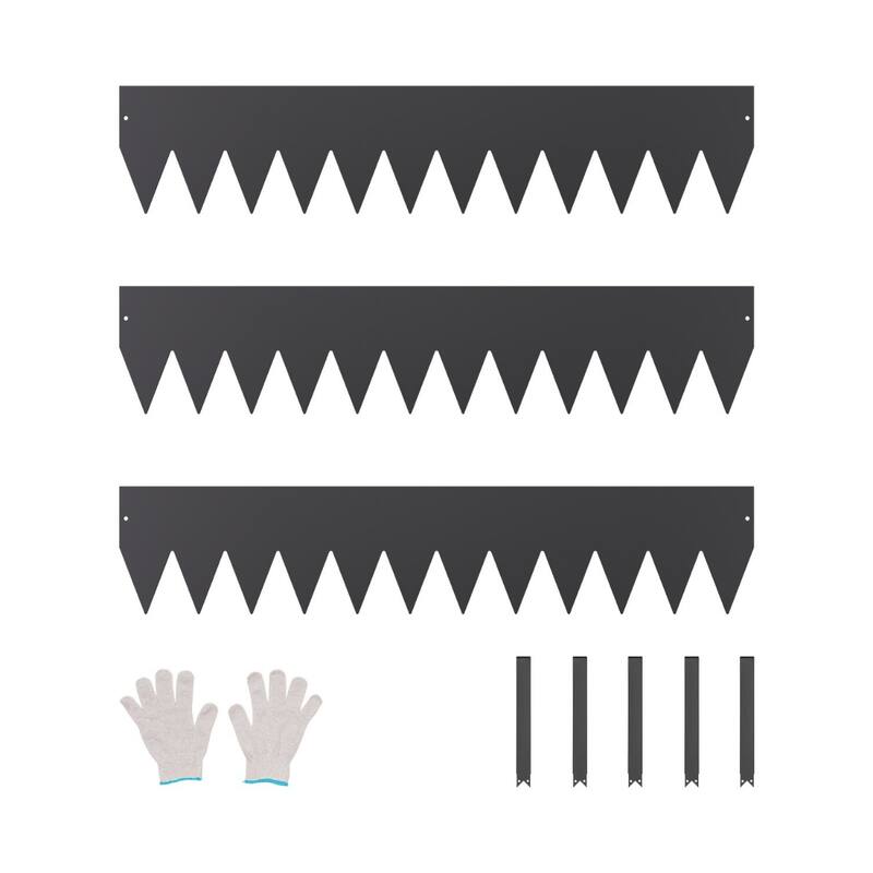 40" Galvanized Steel Landscape Edging Flexible Garden Border Fence with Spikes and Gloves - 40 x 8 x 0.06 in