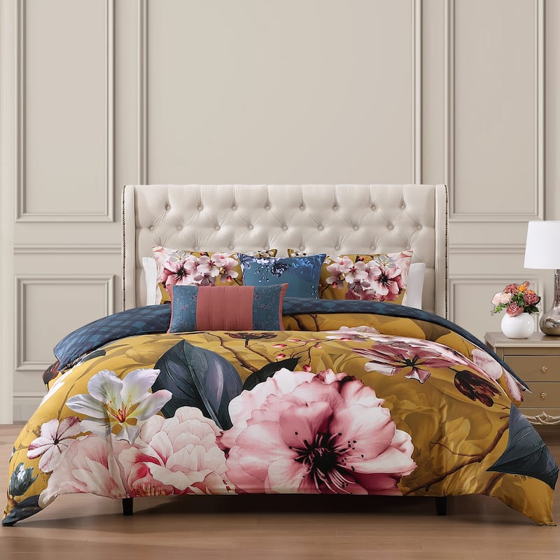 Bebejan Golden Bounty 100% Cotton Sateen 5 Piece Reversible Comforter Set