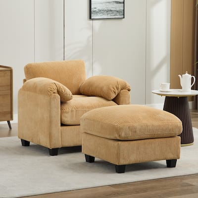 Corduroy Single Sofa Chiar with A Removable Ottoman