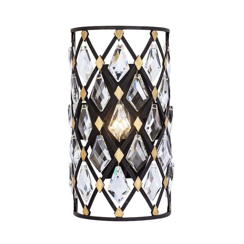 Varaluz Windsor 1-Light Crystal Sconce - Carbon/Havana Gold