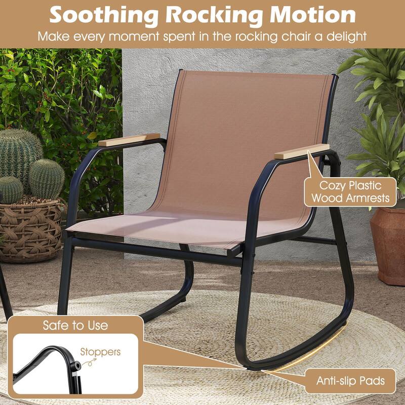 Costway 8 PCS Patio Furniture Set with 4 Rocking Bistro Chairs 2-Tier - See Details