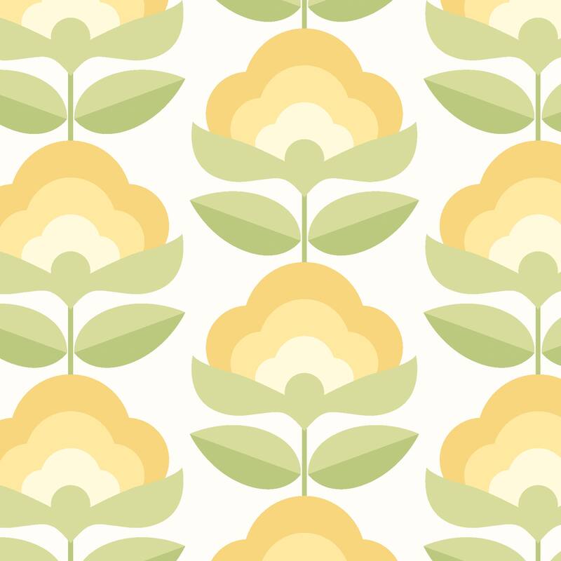 Hoopla Walls Retro Flower Sunshine Peel and Stick Wallpaper - N/A