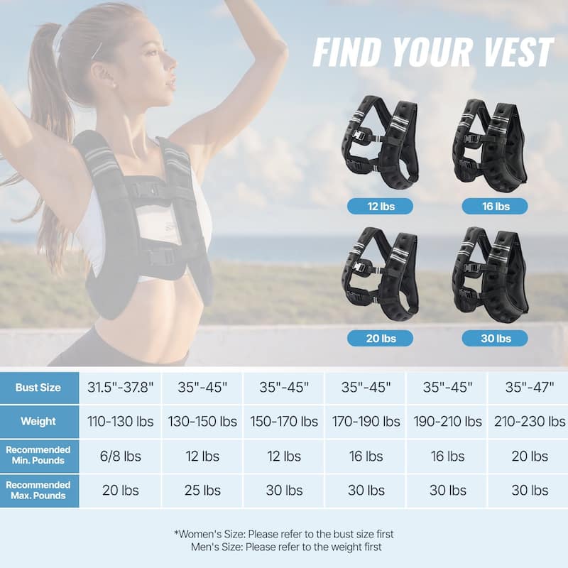 Black Neoprene Weighted Vest 30lbs with Pockets and Reflective Strips