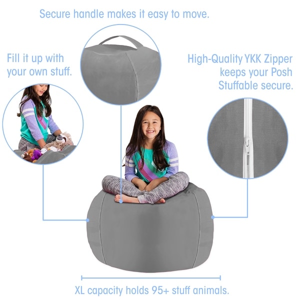 bean bag chair that holds stuffed animals