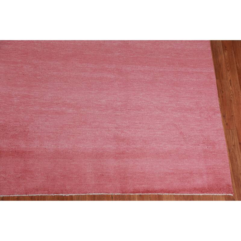 Hand Knotted Oriental 100% Wool Carpet Modern Solid Coral Gabbeh Area Rug - 12' 8'' X 9' 2''