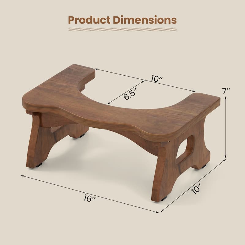 Gymax Teak Wood Toilet Stool 7'' Squatting Potty Stool for Adults &