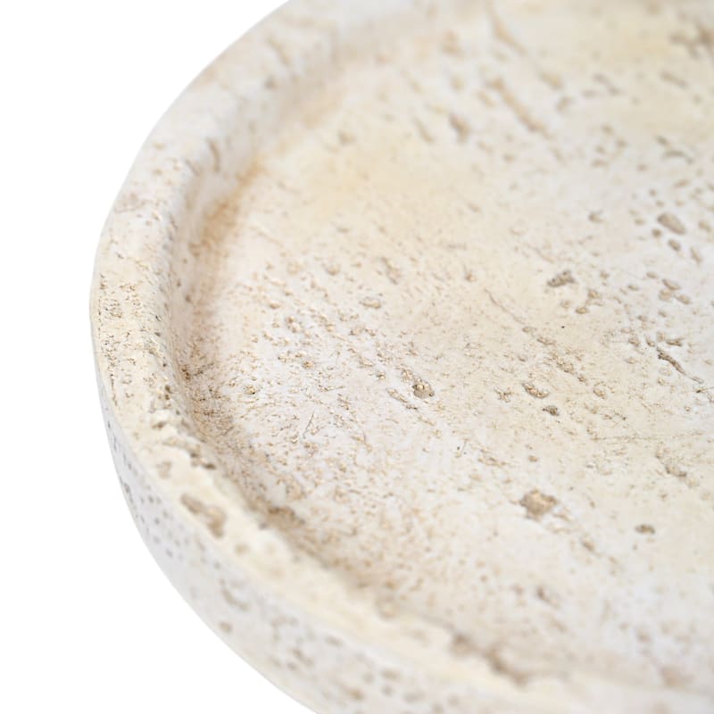 Avice 9.5" Beige Stone Style MGO Decorative Pedestal Bowl