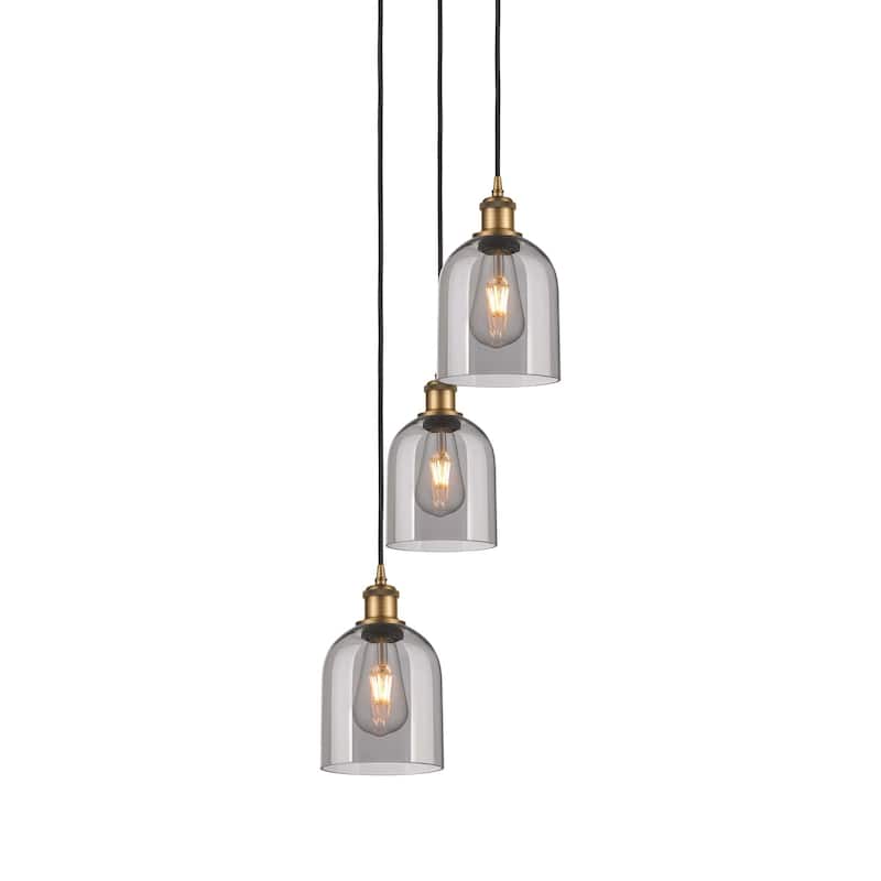 Innovations Lighting 113B-3P-30-12 Bella Pendant Bella 3 Light 12" - Brushed Brass / Light Smoke