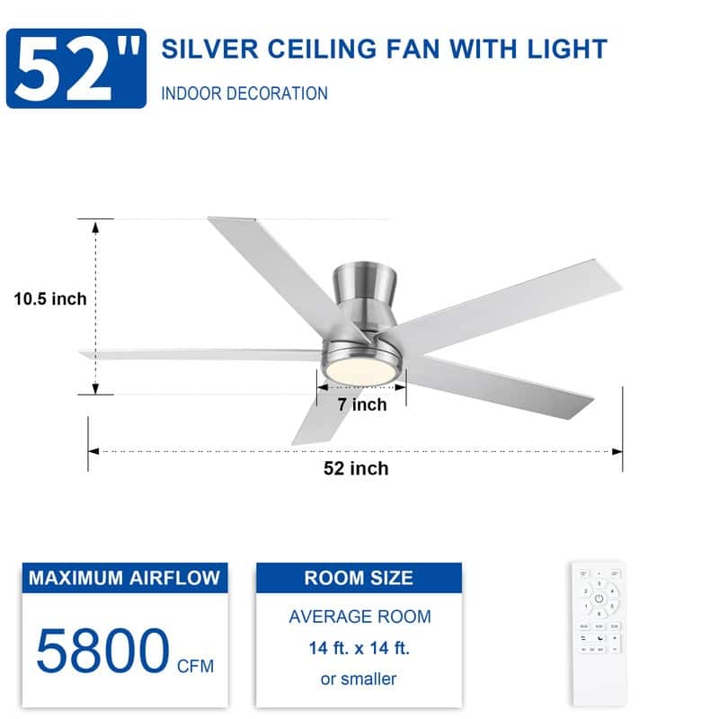 52" Low Profile Ceiling Fan in Brushed Nickel