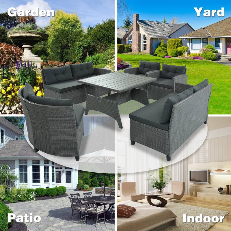 Outdoor 6 Piece Garden Patio Furniture Set Handcrafted Rattan Wicker