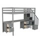 preview thumbnail 27 of 32, Twin Size Loft Bed Frame with Built-in Desk and Double Storage Drawers
