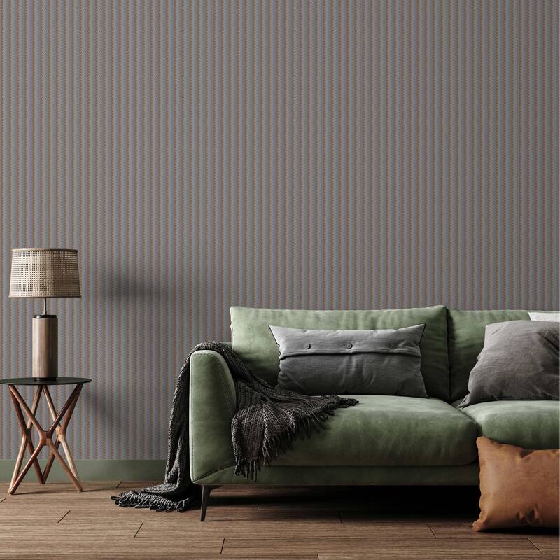 Chevron Basket Weave Timeless Quilted Feel Jute Design Wallpaper