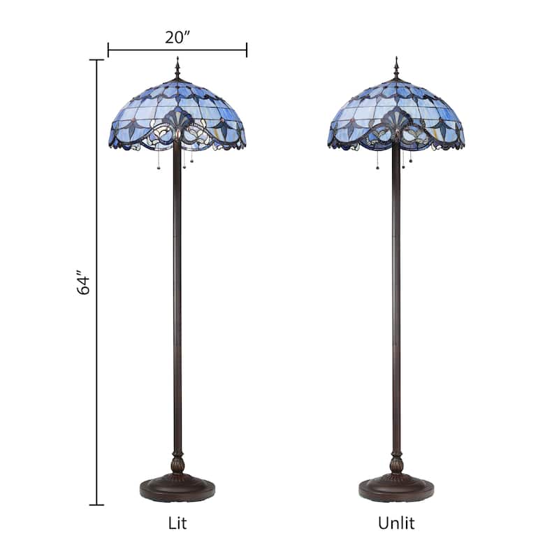 River of Goods Allistar Stained Glass and Resin 3-light 64-inch High Downlight Floor Lamp - 20"L x 20"W x 64"H