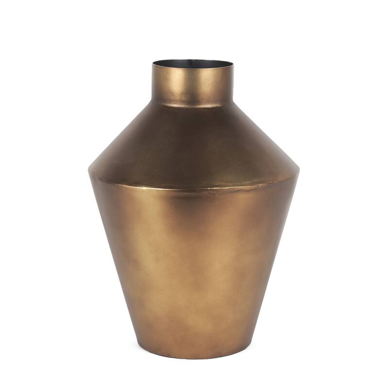 12" Antiqued Bronze Metal Trumpet Table Vase - 8.50