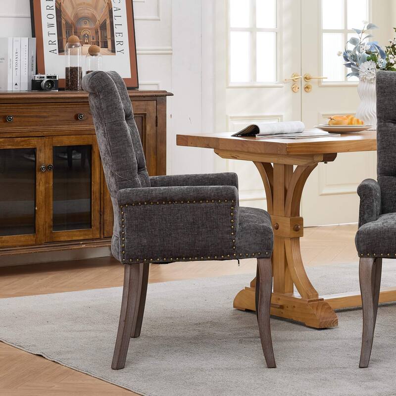 Roomfitters Upholstered Dining Chairs with Barrel Back and Wood Legs, Modern Accent Side Chairs for Living Room