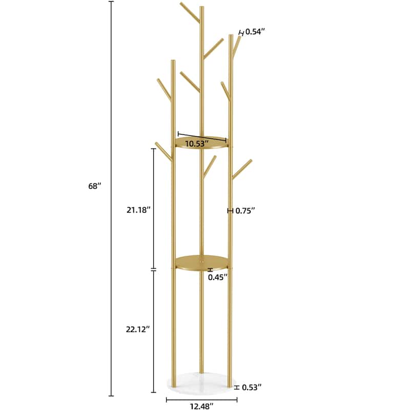 Free-standing Metal Closet Organizer Garment Rack Artificial Marble Base