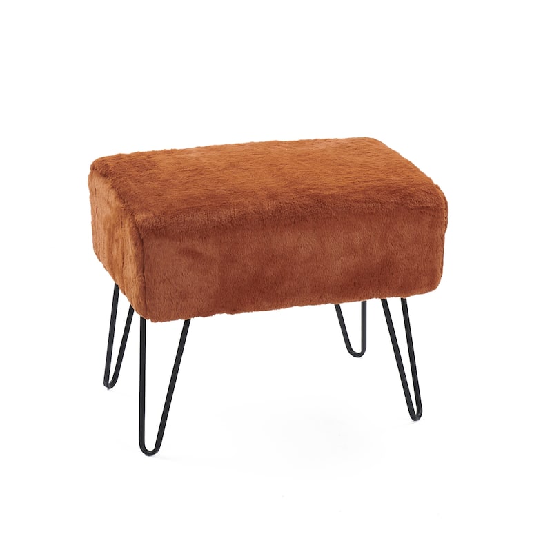 Serenta Solid Color Fauxfur Ottoman