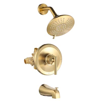 WOWOW Single-Handle 5-Spary Round Shower Faucet with Tub Spout