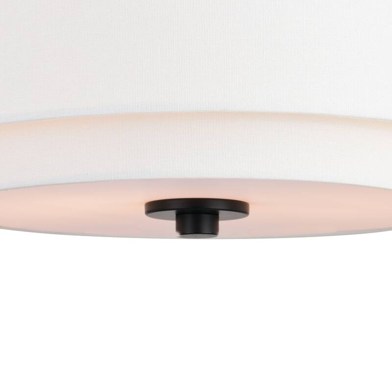 Burnaby Mid-Century Modern Ceiling Mount Light White Linen Drum Shade