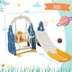 preview thumbnail 15 of 22, 4 In 1 Toddler Slide And Swing Set Kids Freestanding Climber Slide Playset With Basketball Hoop Rocket Themed Slide