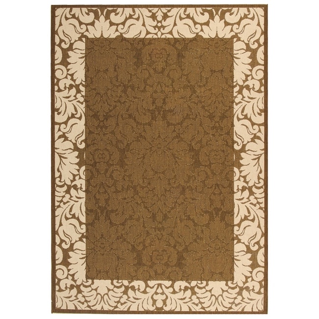 SAFAVIEH Courtyard Peggie Indoor/ Outdoor Patio Backyard Rug - 6'7" x 9'6" - Chocolate/Natural