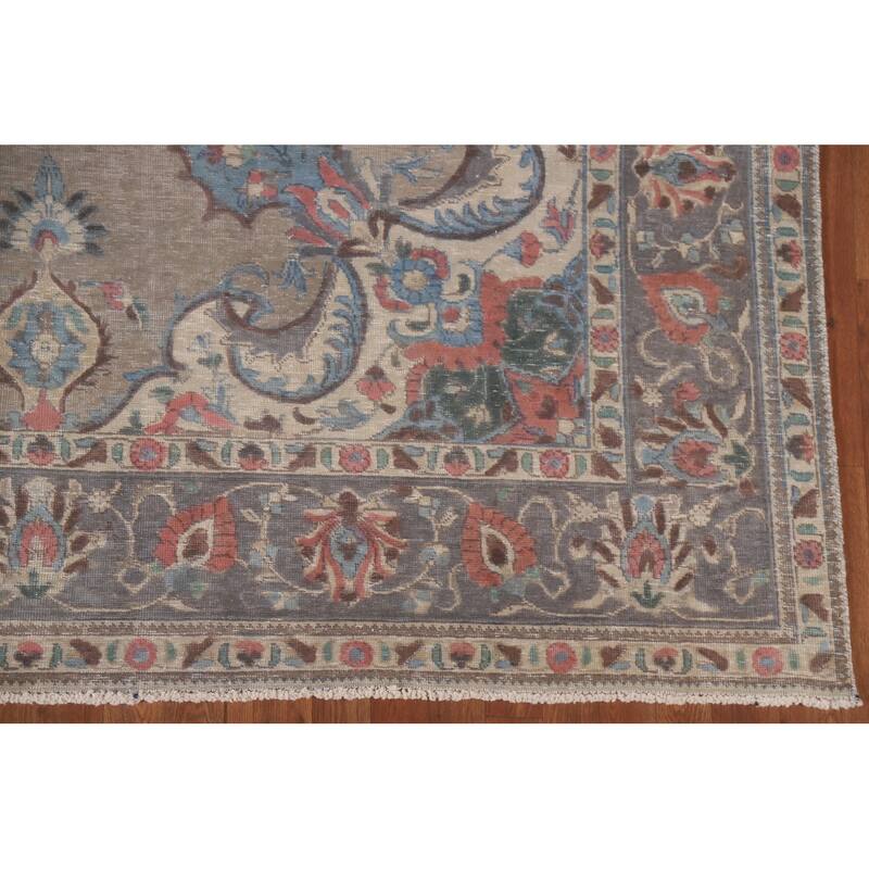 Hand Knotted Oriental 100% Wool Carpet Traditional Medallion Brown Tabriz Area Rug - 11' 4'' X 7' 10''