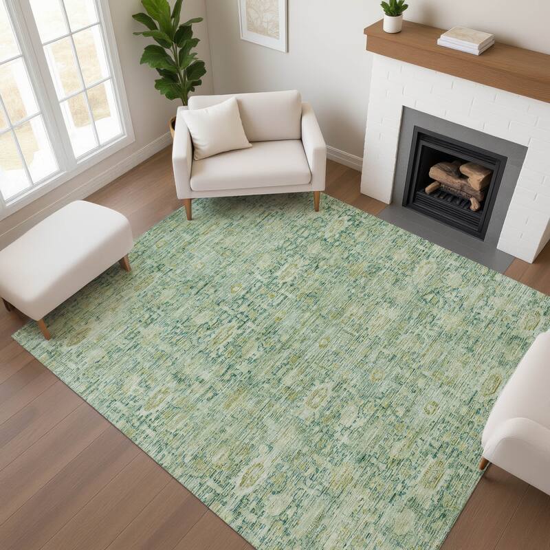 Premium Washable Super Soft Vintage Traditional Mayfield Rug - Aloe - 10' x 14'