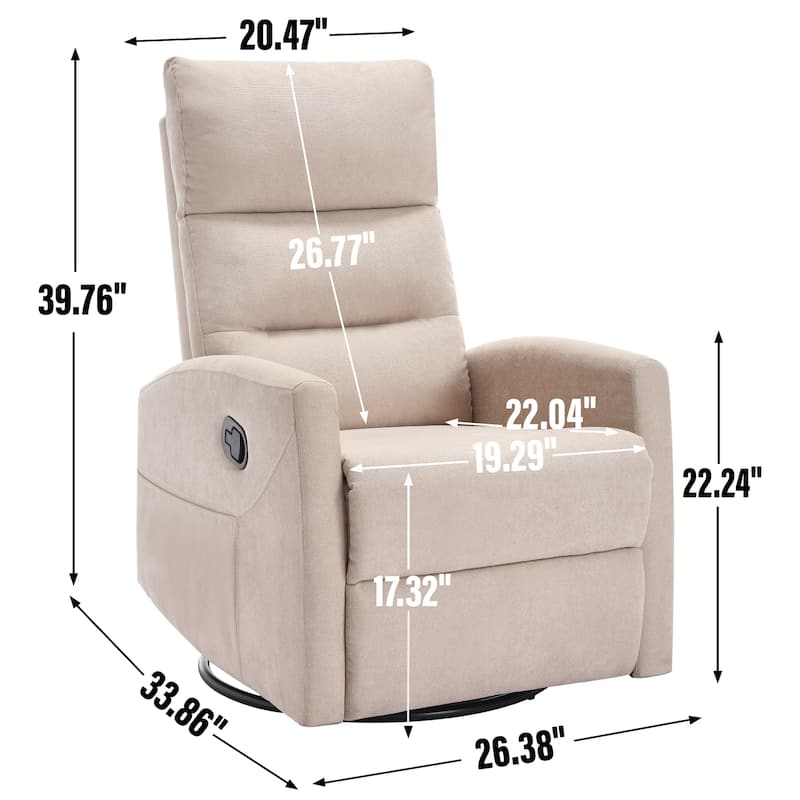 360° Swivel Rocking Recliner Chair in Polyester for Living Room