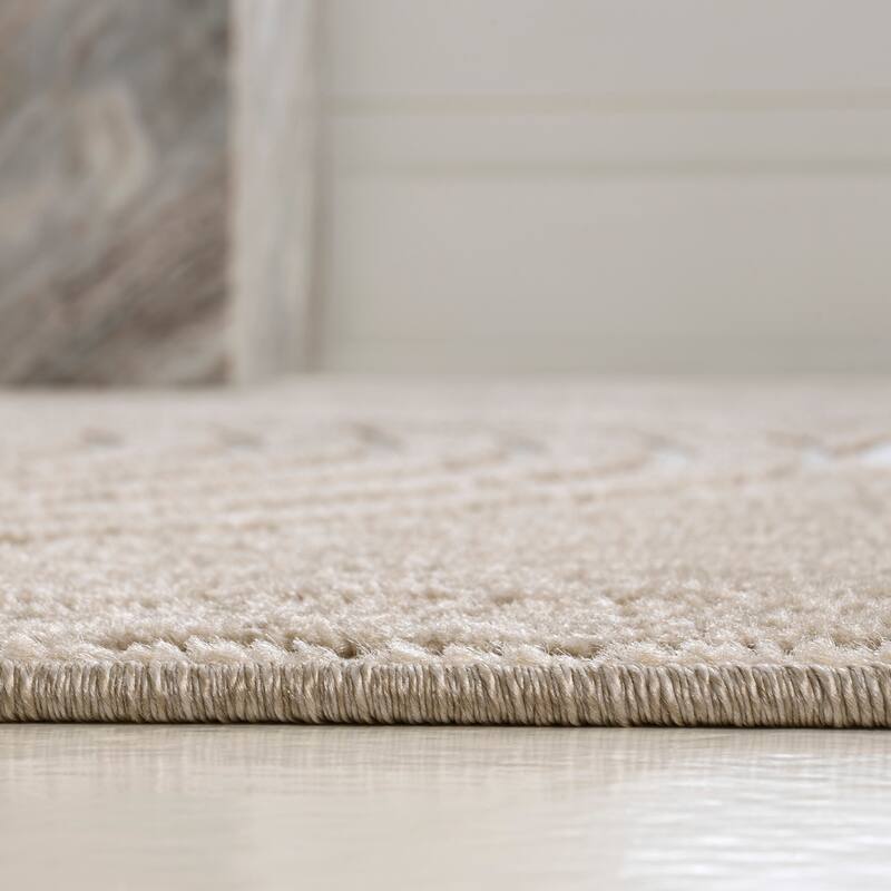 JONATHAN Y Peater High-Low MidCentury Modern Arch Stripe Two-Tone Indoor/Outdoor Rug