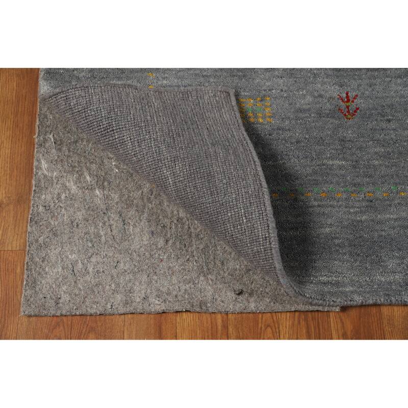 Hand Knotted Oriental 100% Wool Carpet Tribal Animal Pictorial Greys & Charcoal Gabbeh Area Rug - 7' 9'' X 5' 9''