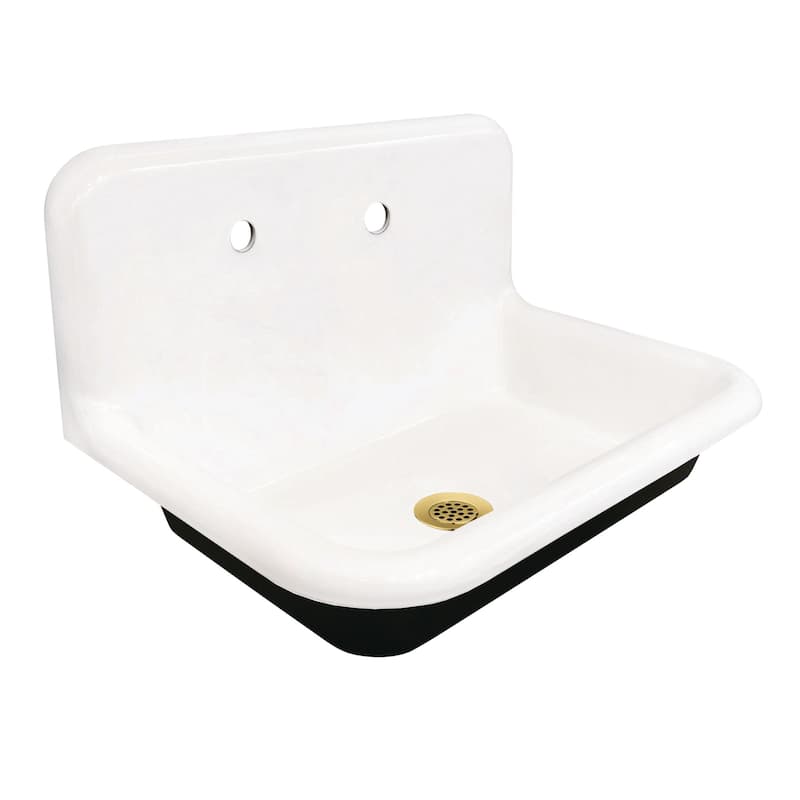 Kingston Brass KGCLWS302019 Towne 30" Wall Mounted Single Basin Cast - White / Brushed Brass