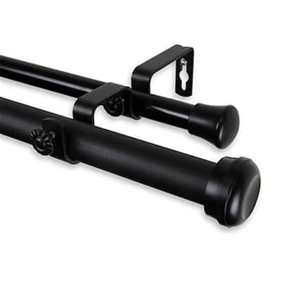 Rosen 1 Inch Double Curtain Rod - Adjustable 48-84 Inch - Black Finish - 84