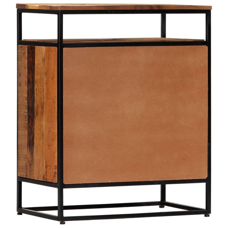 vidaXL Side Cabinet 23.6"x13.8"x29.9" Solid Reclaimed Wood and Steel