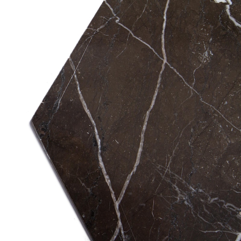 Novica Handmade Hexagon In Black Marble Cheese Board