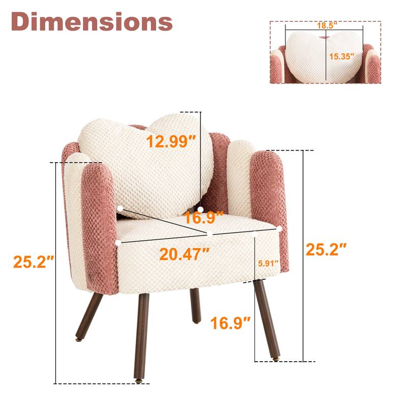 Blossom Accent Chair with Heart-Shaped Pillow
