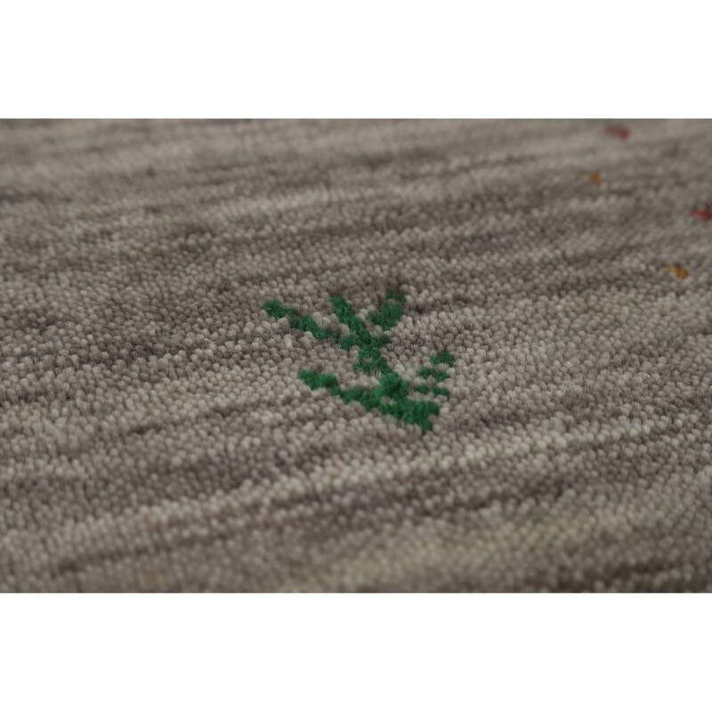 Hand Knotted Oriental 100% Wool Carpet Tribal Stripe Greys & Charcoal Gabbeh Area Rug - 8' 0'' X 5' 4''