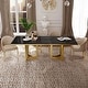 preview thumbnail 3 of 58, Modern Marble Dining Table with White Rectangular Tabletop Gold Stainless Legs, Dining Room Table