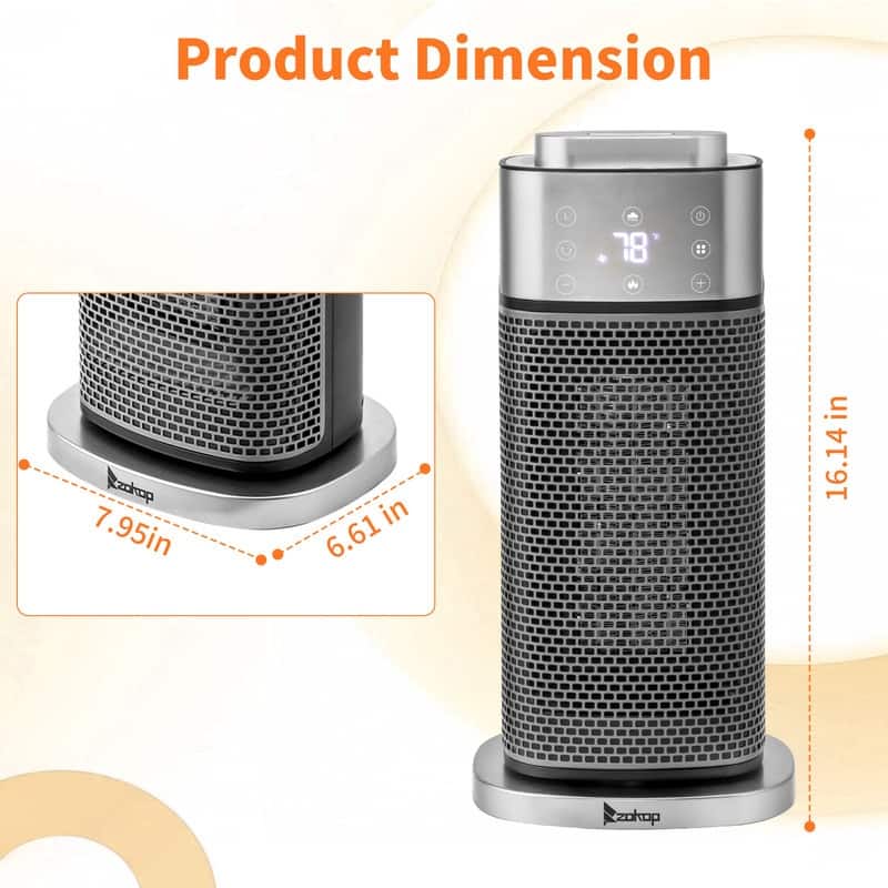 1500-Watt 16-inch Electric Tower Space Heater Built-in Humidifier with Remote Control